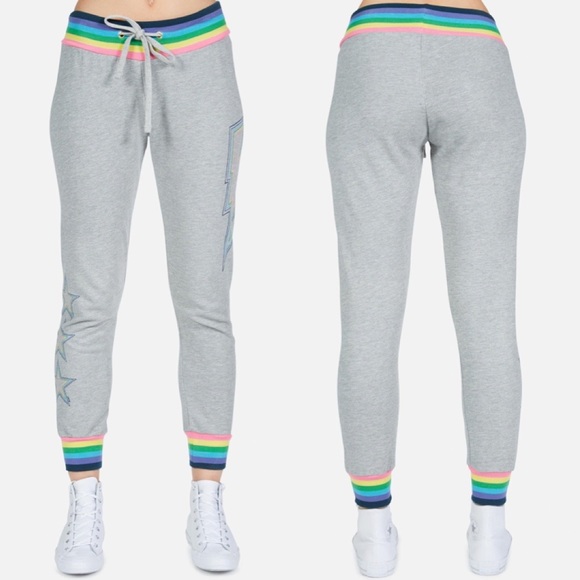 Lauren Moshi Pants - NWT Lauren Moshi Gray Rainbow Joggers Sweatpants